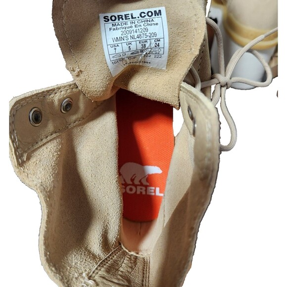 SOREL Hi-Line Waterproof Lace Up Leather Boot in Chalk Size 7 - Picture 9 of 11